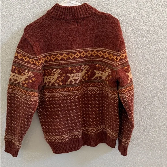 L.L.Bean Men Classic Ragg Wool Sweater, Henley, Fair Isle Size Medium - Picture 8 of 10